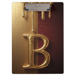 Goldener Buchstabe B Monogramm mit tropfender Meta Klemmbrett