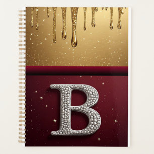 Goldener Buchstabe B Monogramm mit tropfender Meta Planer