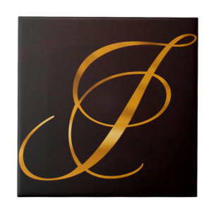 Goldener Buchstabe i in Vintager Ausführung Fliese