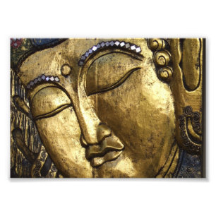 Goldener Buddha, Augen geschlossen, Gebet Meditier Fotodruck