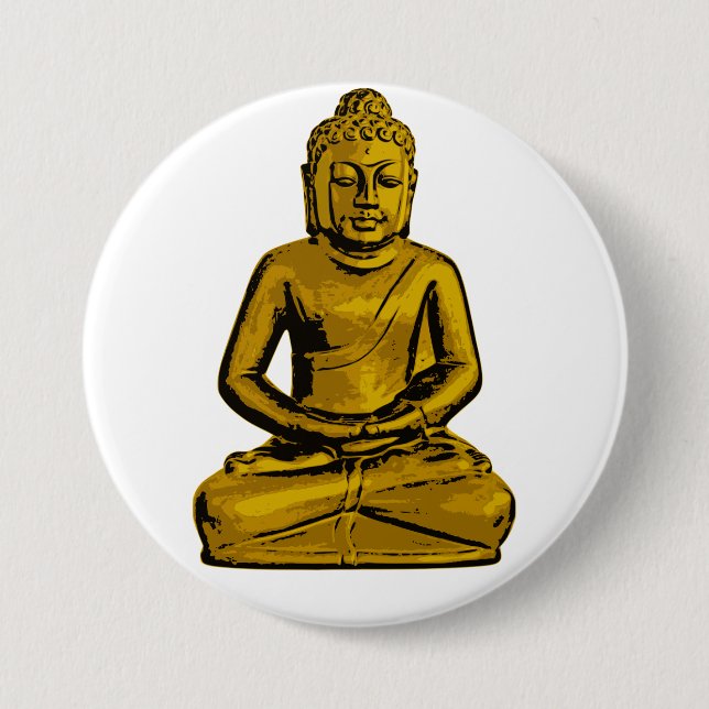 Goldener Buddha-Button Button (Vorderseite)
