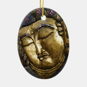 Goldener Buddha, der Inspirational Liebe segnet Keramikornament