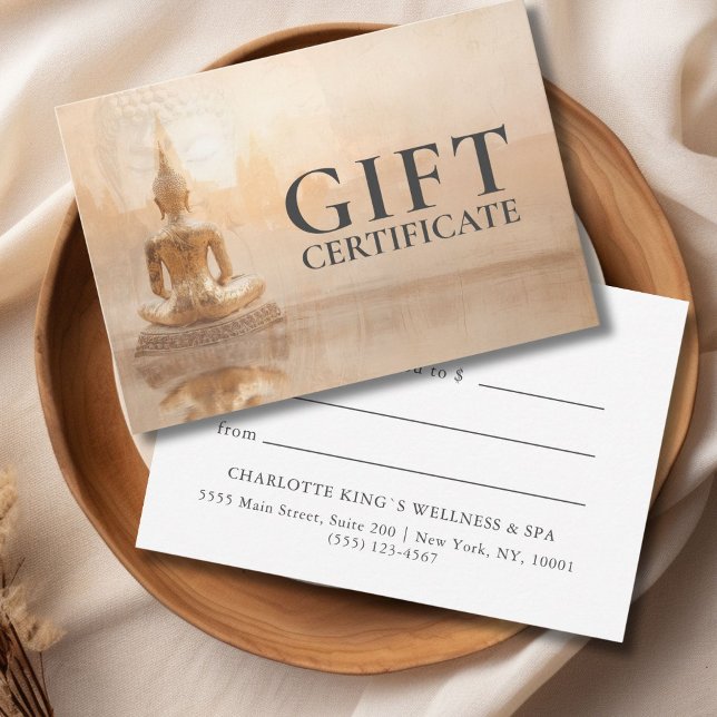 Goldener Buddha – Geschenkgutschein für einen Salo (Golden Buddha – Salon Custom Business Gift Certificate)
