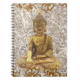 Goldener Buddha Goldene Blumen Blumen Notizblock