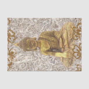 Goldener Buddha Goldene Blumen Blumen Seidenpapier