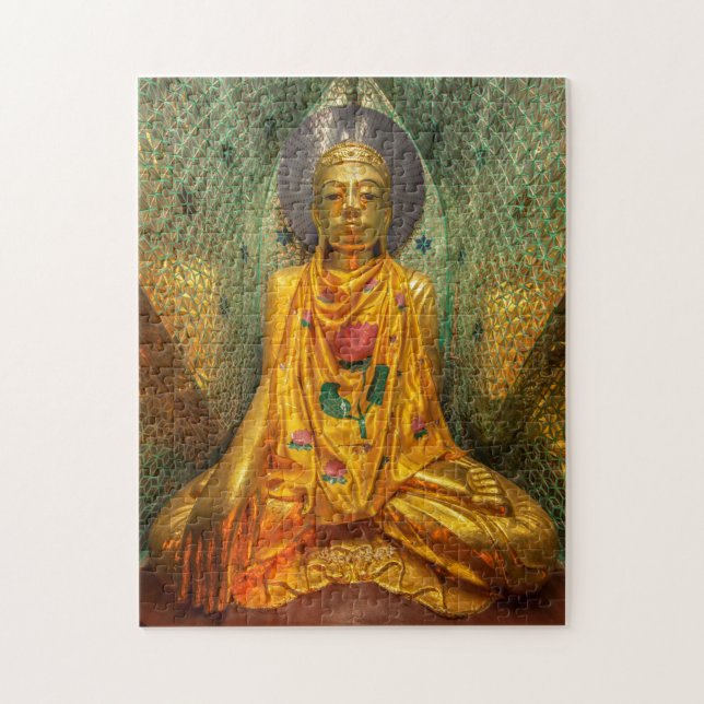 Goldener Buddha im Tempel Puzzle (Vertikal)