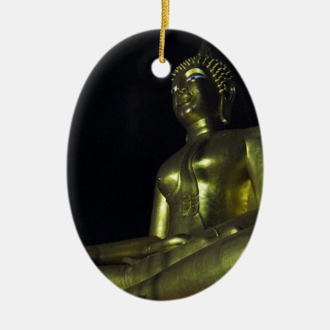 Goldener Buddha in der Nacht Keramik Ornament (Vorne)