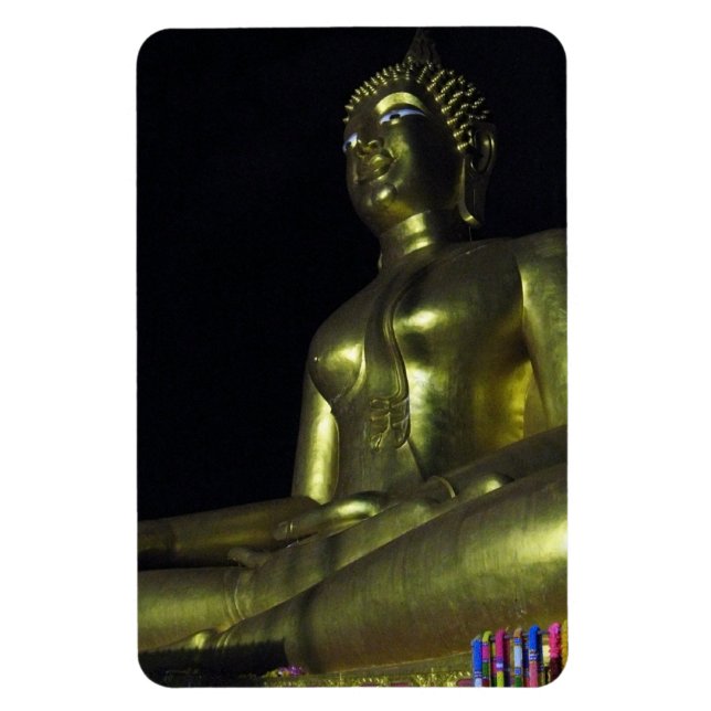 Goldener Buddha in der Nacht Magnet (Vertikal)