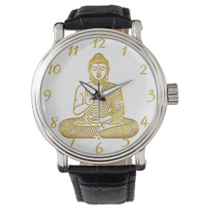 Goldener Buddha in ruhiger Pose Armbanduhr
