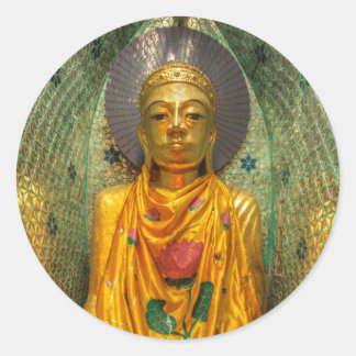 Goldener Buddha in Temple Runder Aufkleber