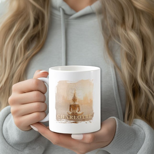 Goldener Buddha Kaffeetasse (Golden Buddha Custom Coffee Mug with your Name or Text)