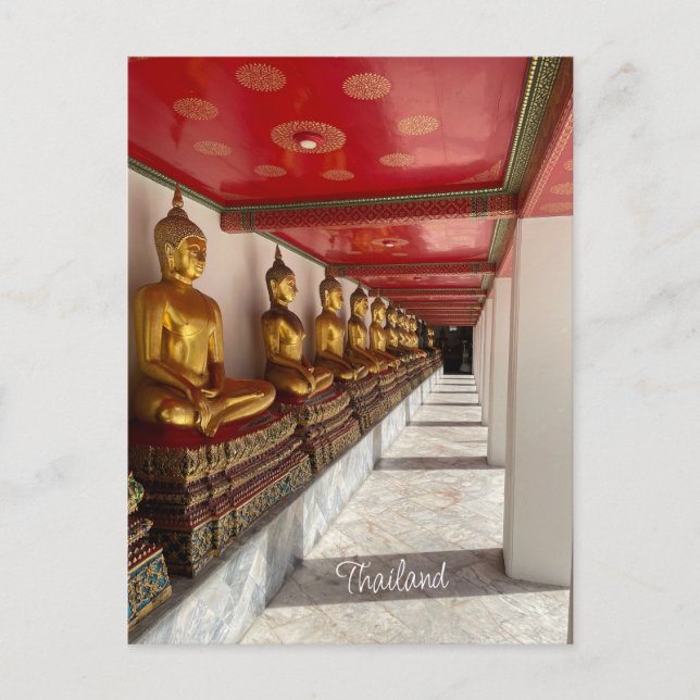 Goldener Buddha mit pho thailand Postkarte (Vorderseite)