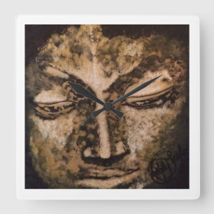 Goldener Buddha Quadratische Wanduhr