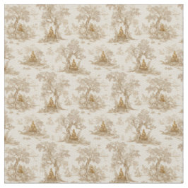 Goldener Buddha Toile de Jouy Klassisches Muster Stoff