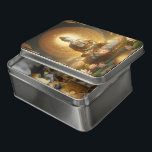 Goldener Buddha, umgeben von Lotusblüten bei Morge Puzzle<br><div class="desc">Eine ruhige Buddha-Statue sitzt anmutig auf einem Lotusgelände,  das von einem warmen goldenen Glanz erhellt wird.</div>