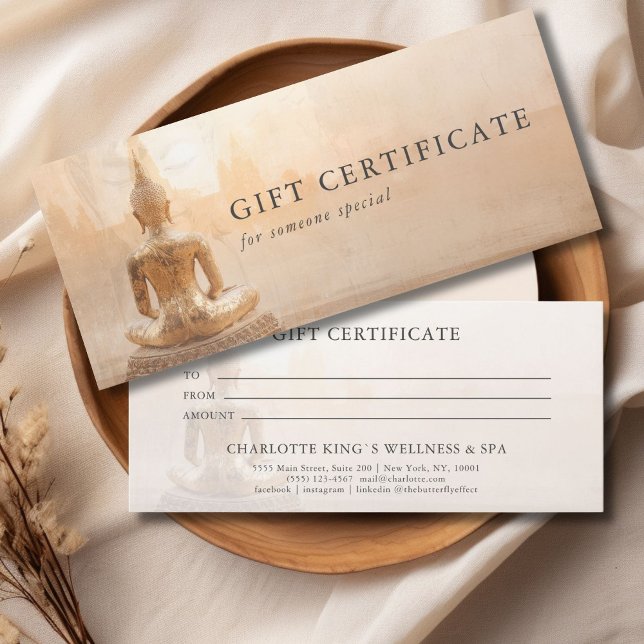 Goldener Buddha – Yoga Reiki Salon Geschenkgutsche (Golden Buddha – Yoga Reiki Salon Massage Wellness & more Custom Gift Certificate)