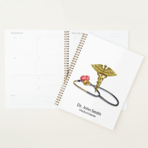 Goldener Caduceus & Medizinisches Stethoskop mit H Planer