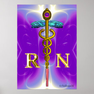GOLDENER CADUCEUS REGISTRIERTE PFLEGESCHWESTER SYM POSTER