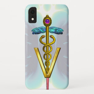 GOLDENER CADUCEUS VETERINÄR-SYMBOL Hellblau Türkis Case-Mate iPhone Hülle