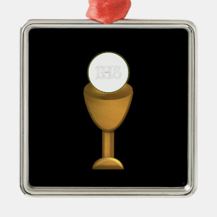 Goldener Chalice und Gastgeber - Heilige Kommune Silbernes Ornament