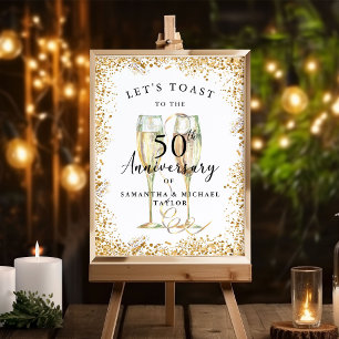 Goldener Champagner 50. Hochzeitstag Willkommen Poster