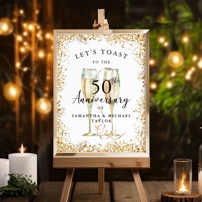 Goldener Champagner 50. Hochzeitstag Willkommen Poster (Von Creator hochgeladen)