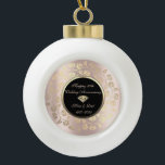 Goldener Chic Blumenwirl 50. Hochzeitstag Keramik Kugel-Ornament<br><div class="desc">Elegante Golddiamanten und blumengeschmückte Wirbel 50. Hochzeitstag Schmuck.</div>