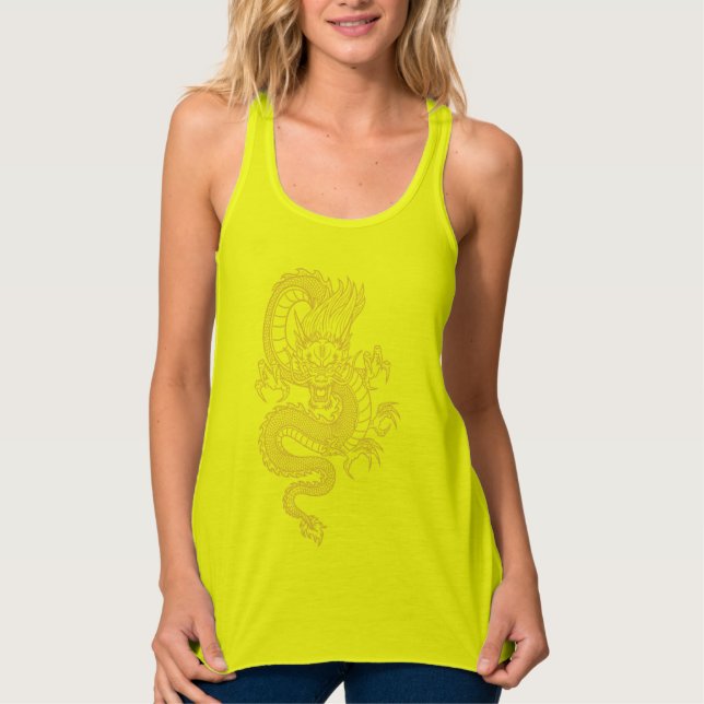 Goldener chinesischer Drache Tank Top (Vorderseite)