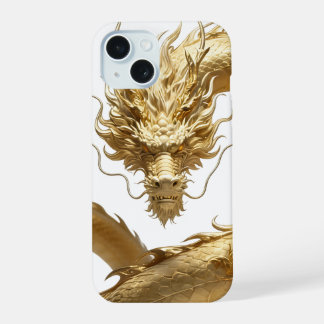 Goldener chinesischer Drachen Kunst | Mythisches F iPhone 15 Hülle