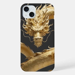 Goldener chinesischer Drachen Kunst Mythisches F iPhone 15 Plus Hülle
