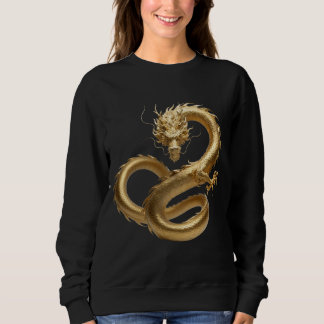 Goldener chinesischer Drachen Kunst | Mythisches F Sweatshirt