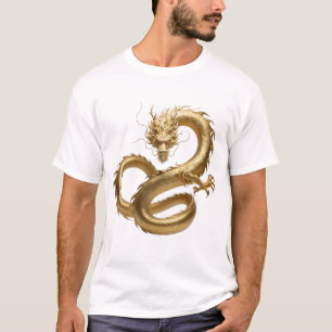 Goldener chinesischer Drachen Kunst   Mythisches F T-Shirt