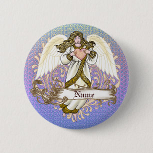 Goldener christlicher Engel Herz Button
