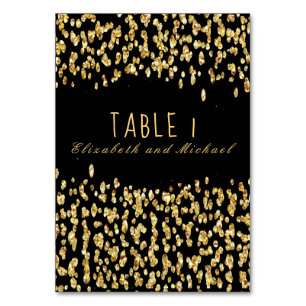 Goldener Confetti-Glitzer Tischnummer