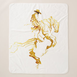Goldener Cowboy auf aufbäumendem Pferd Sherpadecke