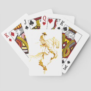 Goldener Cowboy auf aufbäumendem Pferd  Spielkarten