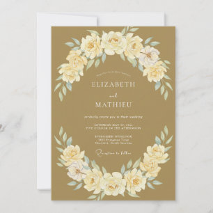 Goldener Creme-Kranz Hochzeit Einladung