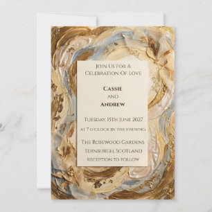 Goldener Creme-Marmor-Achat-Ring Hochzeit Einladung