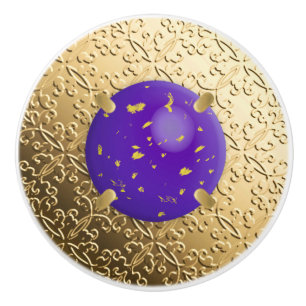Goldener Damast mit einem Imitat lapis lazuli gems Keramikknauf