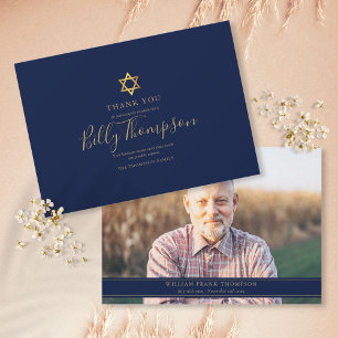 Goldener Davidstern jüdische Gedenk Funeral Foto Dankeskarte