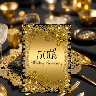 Goldener Diamant-Blütenwirl aus dem 50. Jubiläum Einladung