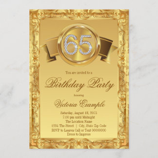 Goldener Diamant Swirl Extravagant 65. Geburtstag Einladung