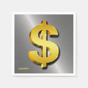 Goldener Dollar-funkelndes Zeichen-Geld-Symbol Serviette