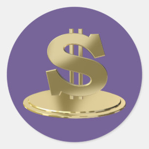 Goldener Dollar Runder Aufkleber