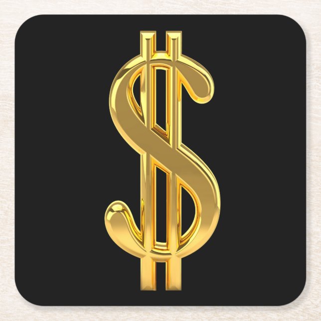 Goldener Dollarzeichen-Untersetzer Rechteckiger Pappuntersetzer (Vorderseite)