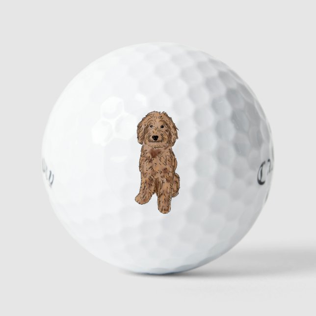 Goldener Doodhund Golfball (Vorderseite)