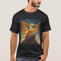 Goldener Drache auf einer Klippe unter dem Sternen