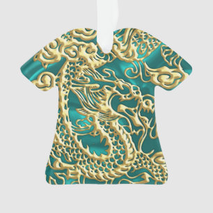 Goldener Drache auf Türkislatein Ornament