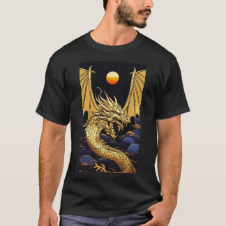 "Goldener Drache bei Morgendämmerung: Eine Vaporwa T-Shirt