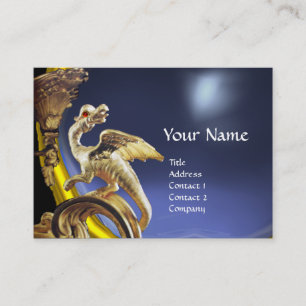 GOLDENER DRACHE BLauer TOPAS Monogramm Visitenkarte